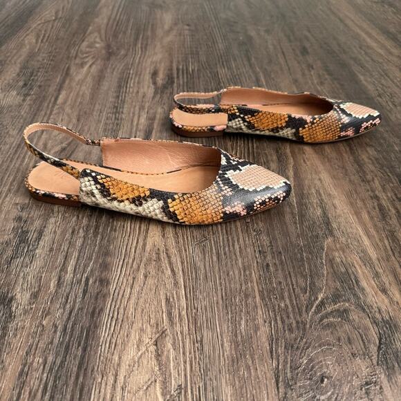 Madewell The Margot Snake Embossed Slingback Leather  Flats - Picture 7 of 11